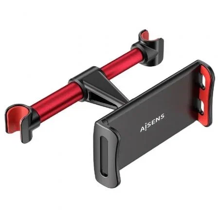Aisens Soporte de Coche Ajustable para Reposacabezas, Negro y Rojo